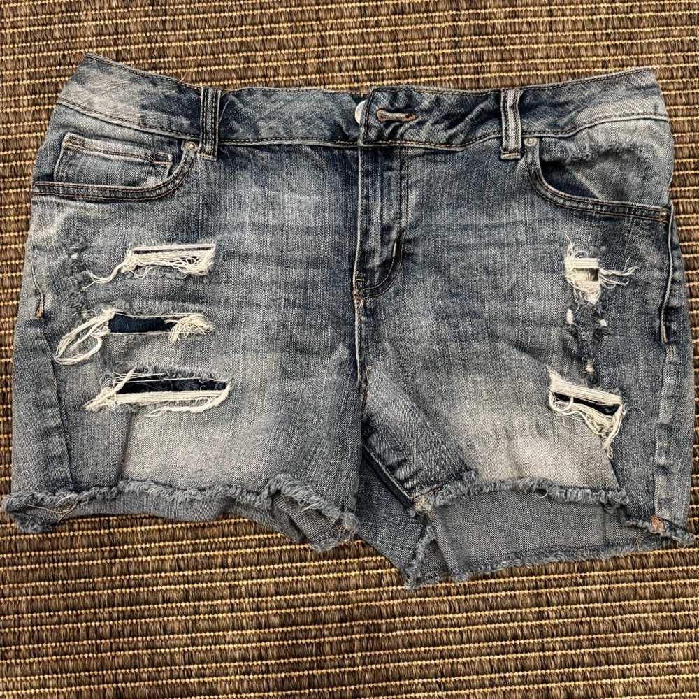 Maurices Blue Distressed Jean Shorts Vintage Style